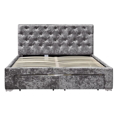 Queen Size Double Upholstered Ottoman Bed Frame Dengan 4 Laci OEM ODM