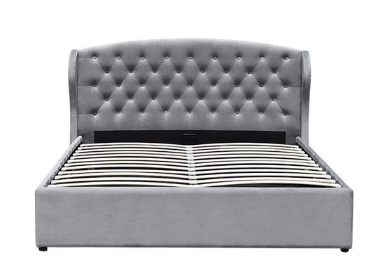4 FT Ottoman Tufted Storage Bed Foot Lift Open Gas Dengan Headboard Gray