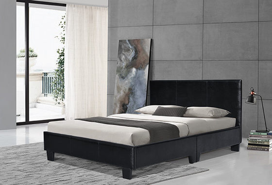 8 Inch Lisbon Tempat Tidur Ganda Bingkai Kulit Imitasi Hitam Pelapis Putih Sedang