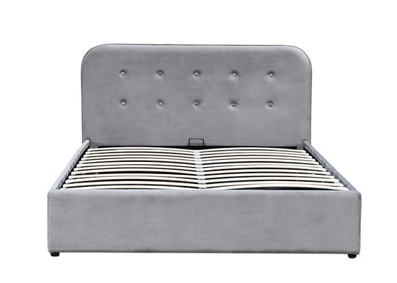 Tombol Headboard Beludru Dan Bingkai Tempat Tidur Kayu Ukuran King OEM ODM