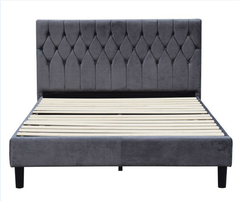 Kain Berumbai Bingkai Tempat Tidur Berlapis Queen Size Headboard Rajutan Poliester