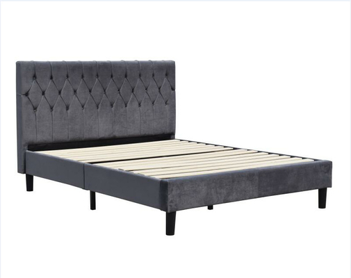 Kain Berumbai Bingkai Tempat Tidur Berlapis Queen Size Headboard Rajutan Poliester