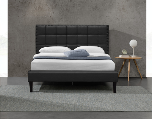 Tempat Tidur Penyimpanan Berlapis King Putih PU Square Tufted Headboard Bed Frame 140X190Cm