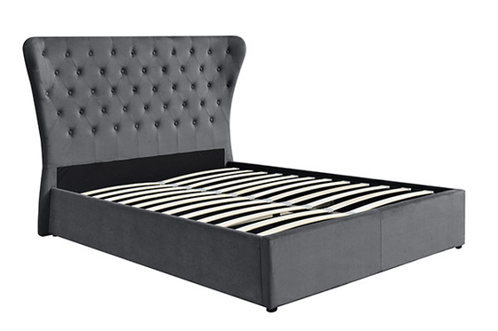 Tempat Tidur Penyimpanan Beludru Headboard Tinggi
