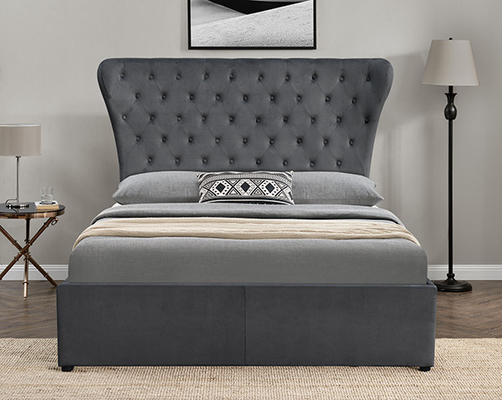 Tempat Tidur Penyimpanan Beludru Headboard Tinggi
