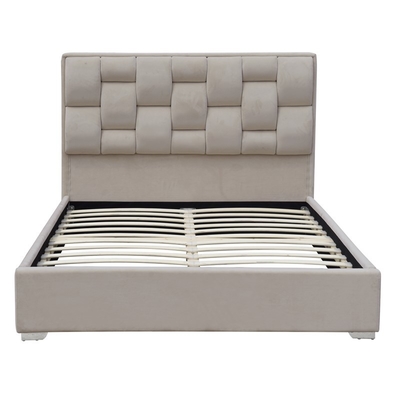Bingkai Tempat Tidur Kain Beludru Ukuran Ganda Disesuaikan Dengan Headboard Tinggi Berumbai