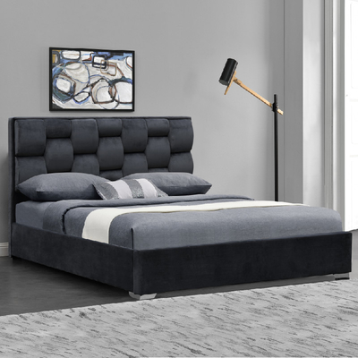 Bingkai Tempat Tidur Kain Beludru Ukuran Ganda Disesuaikan Dengan Headboard Tinggi Berumbai