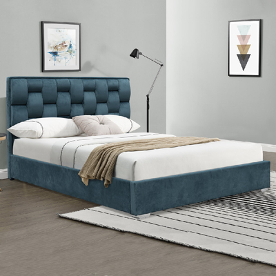 Bingkai Tempat Tidur Kain Beludru Ukuran Ganda Disesuaikan Dengan Headboard Tinggi Berumbai