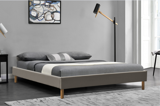 Tempat Tidur Platform King Berlapis Kontemporer King Merakit Kulit PU 140x190Cm