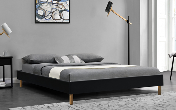 Tempat Tidur Platform King Berlapis Kontemporer King Merakit Kulit PU 140x190Cm