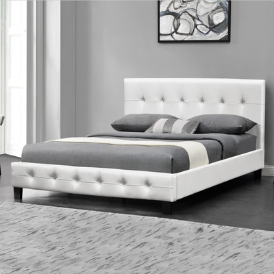 Tempat Tidur Kulit Berlapis Kancing Cristal