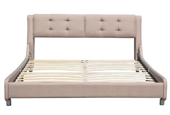 OEM Modern Queen Size Upholstered Platform Bed Frame Linen Fabric Bedroom