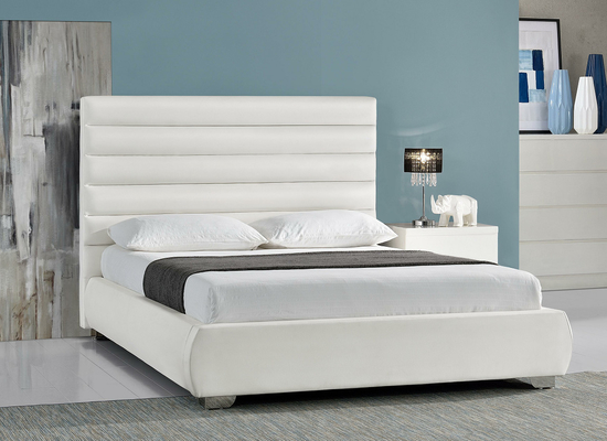 Bingkai Tempat Tidur Platform Berlapis Penyimpanan Ukuran Queen Modern Dengan Headboard Tinggi PU