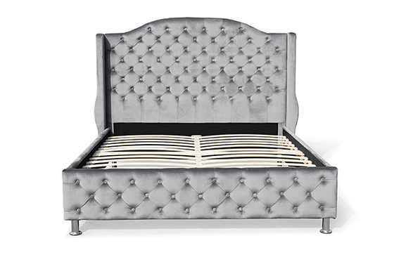 Metal Leg Gas Lift Rangka Tempat Tidur Queen Tufted Headboard Footboard Velvet