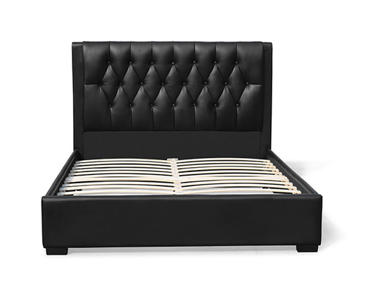 160*200cm PU Tufted Headboard Queen Bed Frame Kaki Plastik Hitam