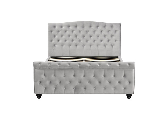 Ukuran Penuh Berlapis Headboard Platform Bed Frame Abu-abu Muda OEM ODM