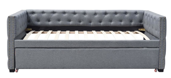 Daybed Trundle Berlapis Kain Dengan Kayu Lapis Tunggal Pejantan Perunggu