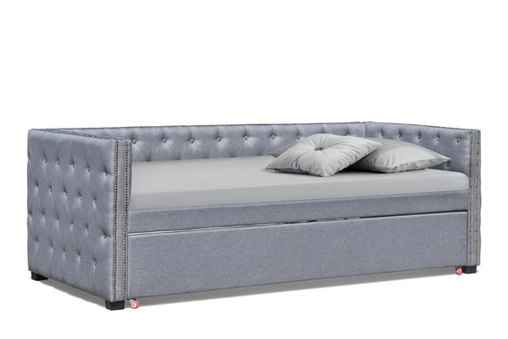 Daybed Trundle Berlapis Kain Dengan Kayu Lapis Tunggal Pejantan Perunggu