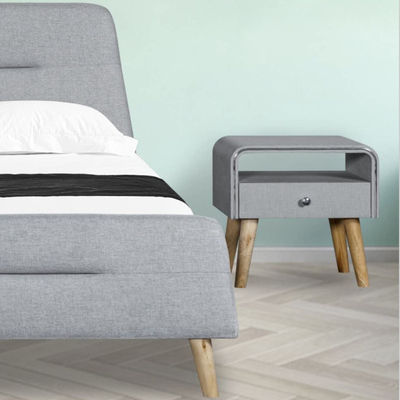 Tempat Tidur Kain Linen Headboard Trapesium