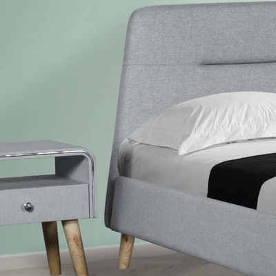 Tempat Tidur Kain Linen Headboard Trapesium