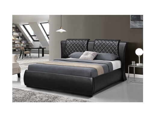 Plywood Bendwood Double Faux Leather Bed Dengan Penyimpanan Sertifikasi CE