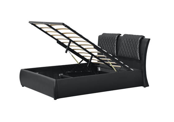 Plywood Bendwood Double Faux Leather Bed Dengan Penyimpanan Sertifikasi CE