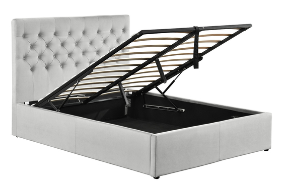 Rangka Tempat Tidur Berlapis Berumbai Platform Ukuran Raja Dengan Headboard Kancing