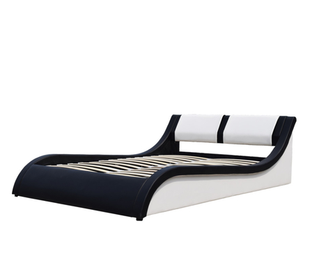 Air Lift Tempat Tidur Berlapis Beludru Kontemporer Faux Leather Curved PU Headboard