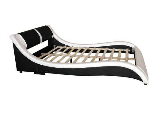 Air Lift Tempat Tidur Berlapis Beludru Kontemporer Faux Leather Curved PU Headboard