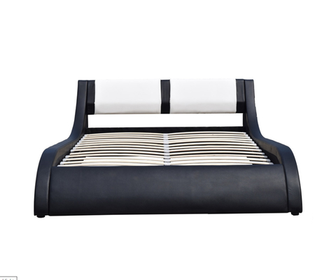Air Lift Tempat Tidur Berlapis Beludru Kontemporer Faux Leather Curved PU Headboard