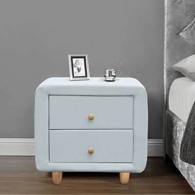 SUNNY 2 Laci Modern Meja Kayu Lapis Kain Linen Laci Kabinet Tertutup