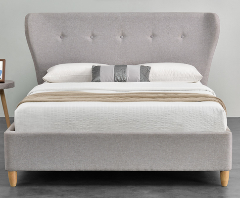 Rangka Tempat Tidur Kayu Lapis Berlapis Sederhana Dengan Headboard Telinga Mudah Dirakit