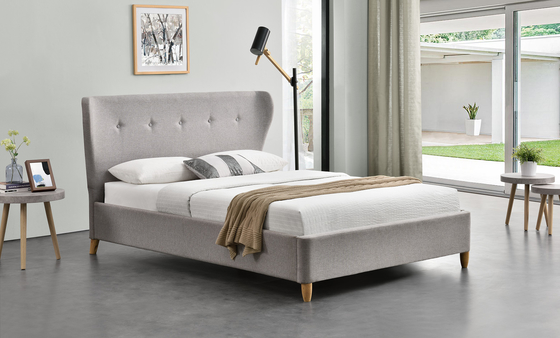 Rangka Tempat Tidur Kayu Lapis Berlapis Sederhana Dengan Headboard Telinga Mudah Dirakit
