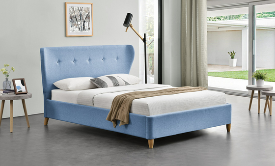 Rangka Tempat Tidur Kayu Lapis Berlapis Sederhana Dengan Headboard Telinga Mudah Dirakit