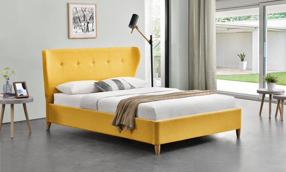 Rangka Tempat Tidur Kayu Lapis Berlapis Sederhana Dengan Headboard Telinga Mudah Dirakit