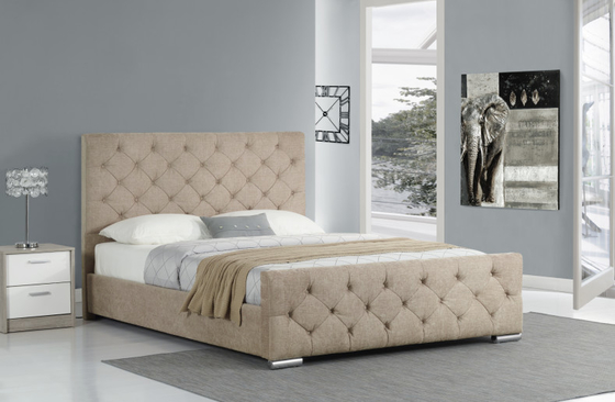 Kain Ukuran Raja Beludru Bingkai Tempat Tidur Kayu Modern Sederhana Berlapis