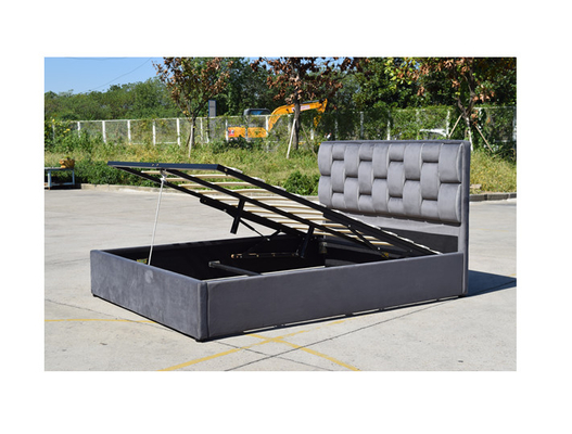 Fabric Twin Size Linen Upholstered Bedframe Dengan Gas Lift