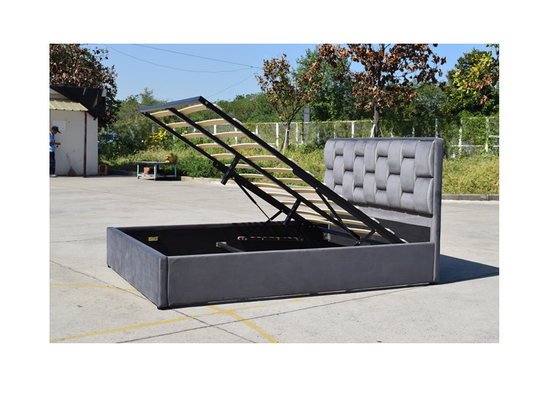 Fabric Twin Size Linen Upholstered Bedframe Dengan Gas Lift