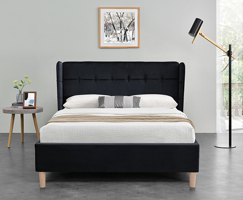 Full Bed Velvet Black Frame Kaki Plastik OAK