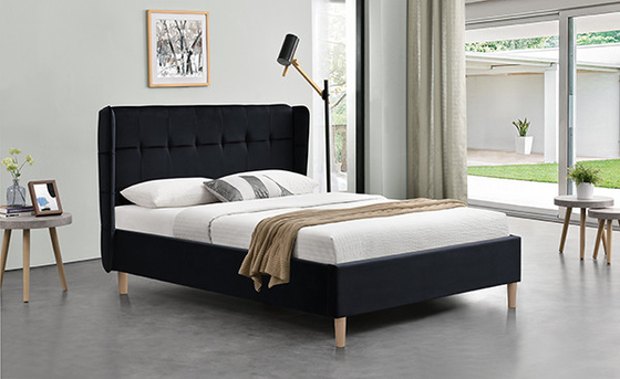 Full Bed Velvet Black Frame Kaki Plastik OAK
