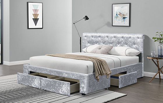 Torver Charcoal Plush Velvet Bed Frame - Pilih Ukuran Dan Pilihan Warna