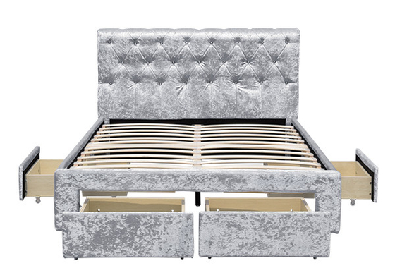 Torver Charcoal Plush Velvet Bed Frame - Pilih Ukuran Dan Pilihan Warna