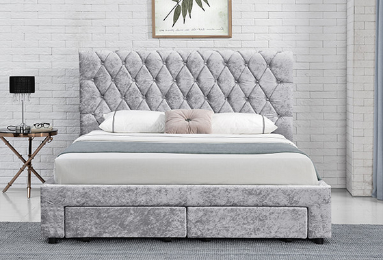 Torver Charcoal Plush Velvet Bed Frame - Pilih Ukuran Dan Pilihan Warna