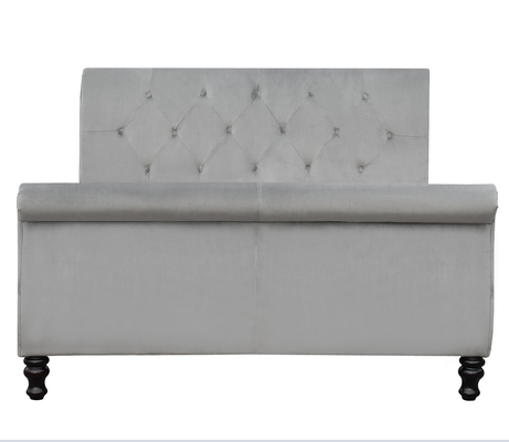 Rangka tempat tidur chesterfield berlapis kain king size Sleigh With Buttons