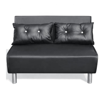 Pu Kulit Kursi Lipat Sofa Bed Hitam Putih Dengan Kaki Logam