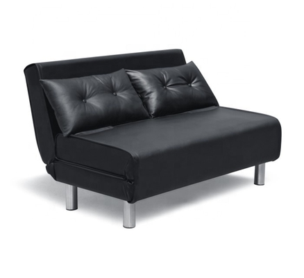 Pu Kulit Kursi Lipat Sofa Bed Hitam Putih Dengan Kaki Logam