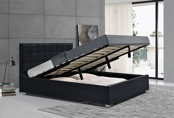 Horwood Black Velvet Cube Gas Lift Storage Bed Frame