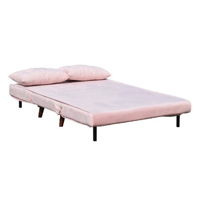 Pink Velvet Dua Kursi Sofa Bed Kursi Lipat Kain Busa Kayu Lapis