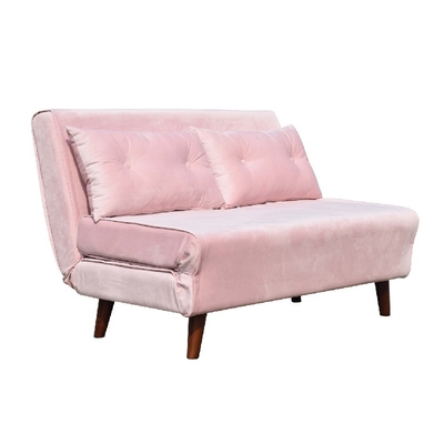 Pink Velvet Dua Kursi Sofa Bed Kursi Lipat Kain Busa Kayu Lapis
