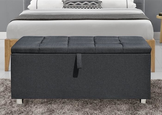 Penyimpanan Kain Berlapis Ottoman Dark UK FR Grey Fabric Blanket Box